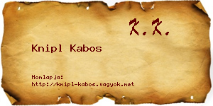 Knipl Kabos névjegykártya
